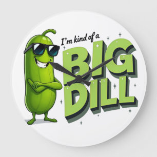Dill Pickles Älskare Gift - Lustigt Tecknad - desi Stor Klocka