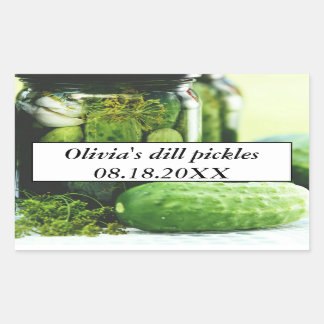 Dill Pickles Mason Burk Cucumbers Homemade Food Rektangulärt Klistermärke