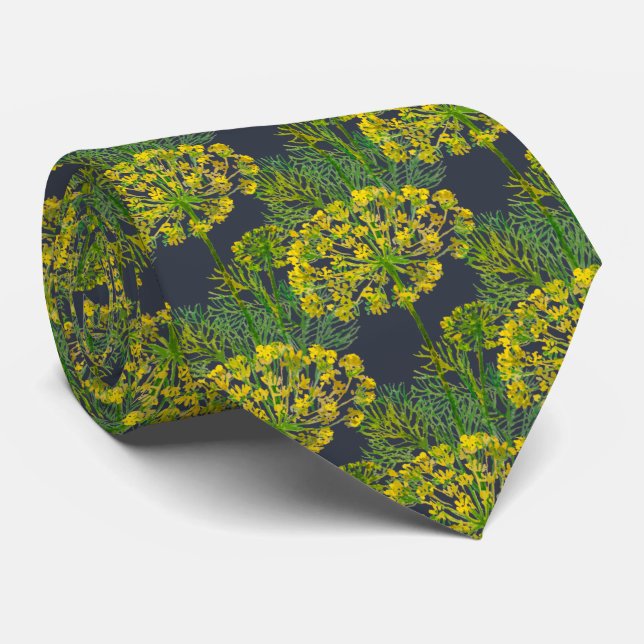 Dillblomma Akvarell Bandana – Botanisk Örtillustra Slips (Rullad)