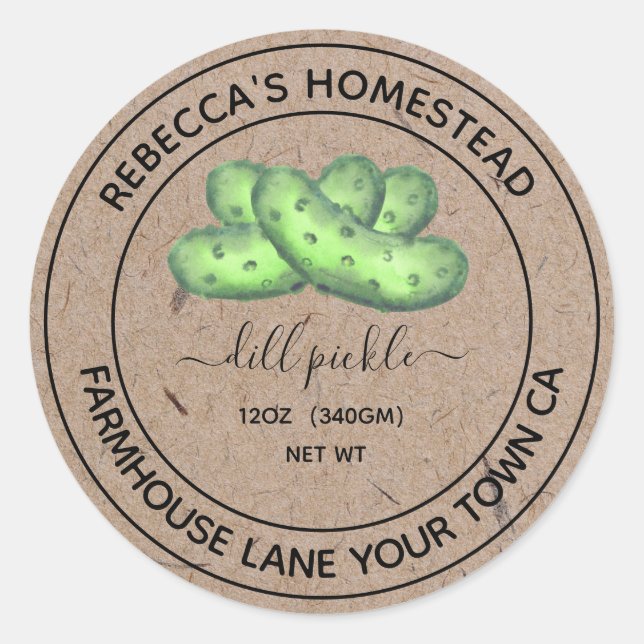 Dillgurka Kraftpapper Konserveringsburk Etiketter (Framsida)