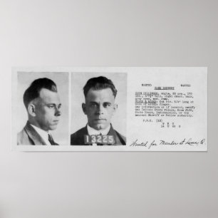 DILLINGER WANTED FILE-DOKUMENT 1933 POSTER