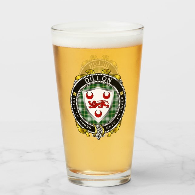Dillon Irish Shield Beer Glass Glaskopp (Framsida fylld)