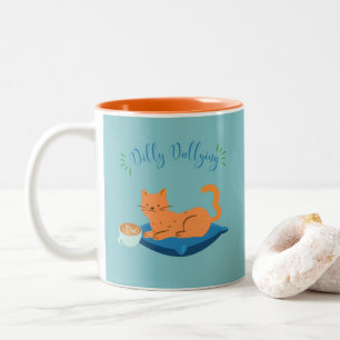 Dilly Dalling Orange Cat Två-Tonad Mugg