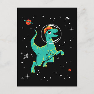 Dilofosaurus Dinos i Orange och skaldjur i rymden Vykort
