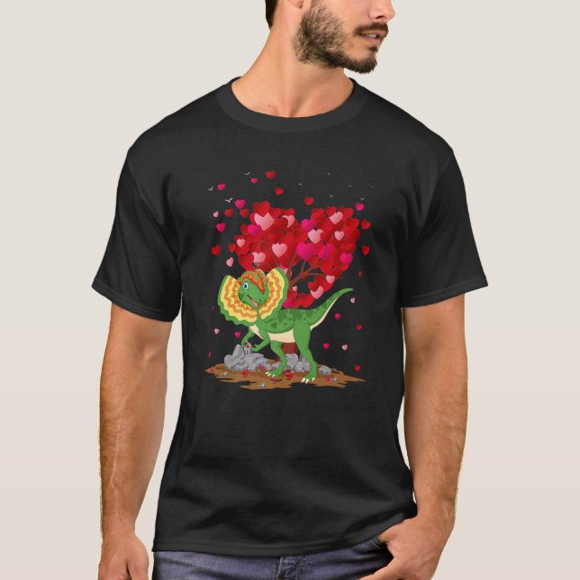 Dilofosaurus Dinosaur Älskare Dilofosaurus Valenti T Shirt (Framsida)