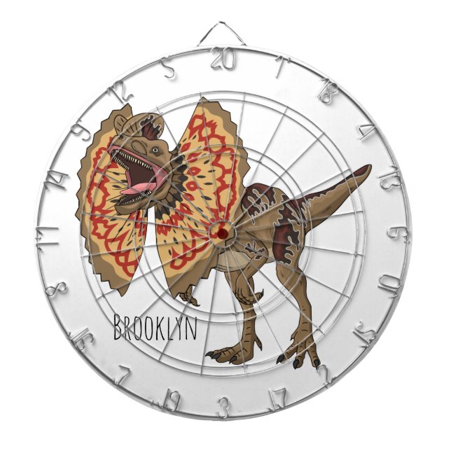 Dilofosaurus tecknad illustration darttavla (Framsidan)