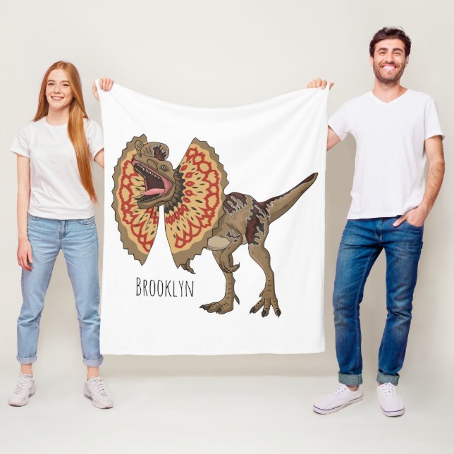 Dilofosaurus tecknad illustration fleecefilt (På plats)