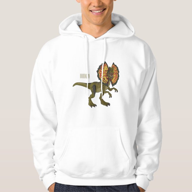 Dilofosaurus tecknad illustration hoodie (Framsida)