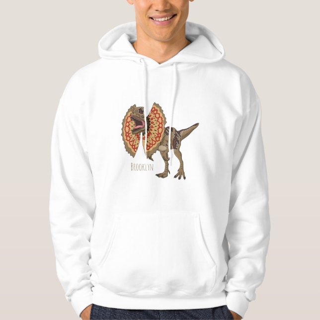 Dilofosaurus tecknad illustration hoodie (Framsida)