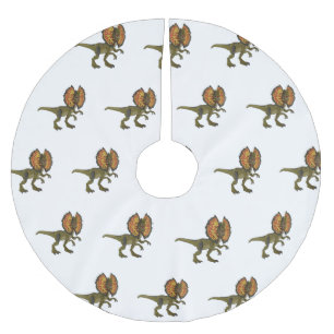Dilofosaurus tecknad illustration julgransmatta borstad polyester