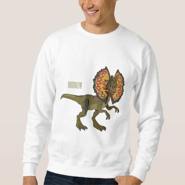 Dilofosaurus tecknad illustration lång ärmad tröja (Framsida)