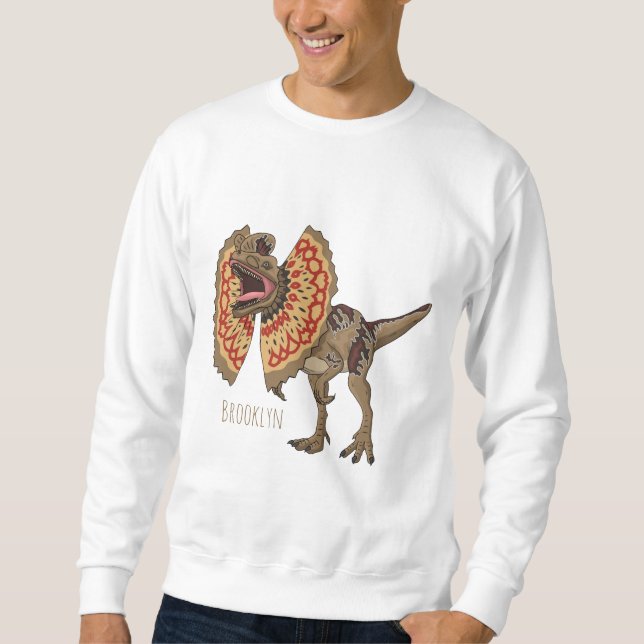 Dilofosaurus tecknad illustration lång ärmad tröja (Framsida)