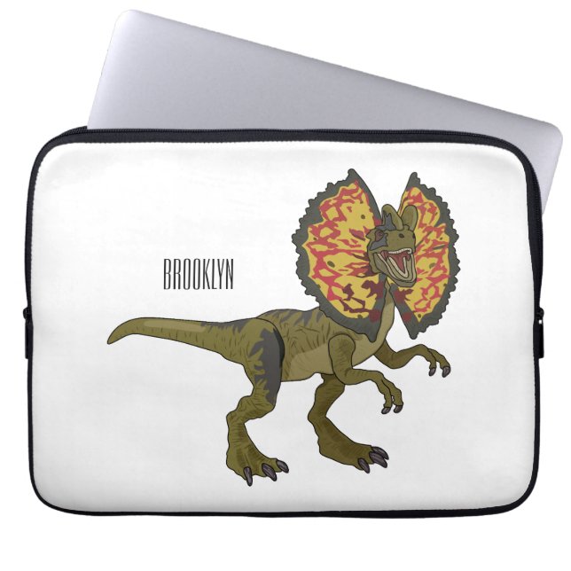 Dilofosaurus tecknad illustration laptop fodral (Framsidan)