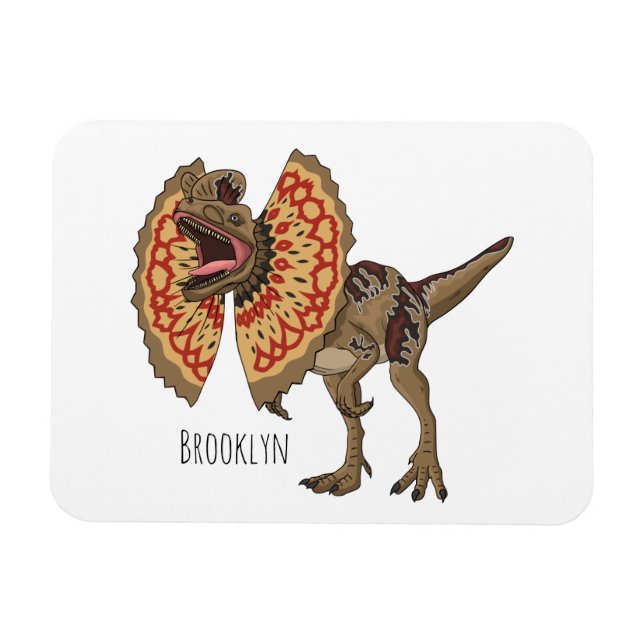 Dilofosaurus tecknad illustration magnet (Horisontell)