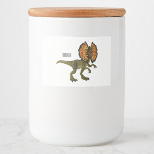 Dilofosaurus tecknad illustration mat etiketter