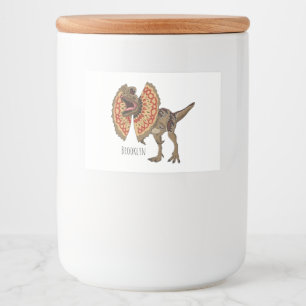 Dilofosaurus tecknad illustration mat etiketter
