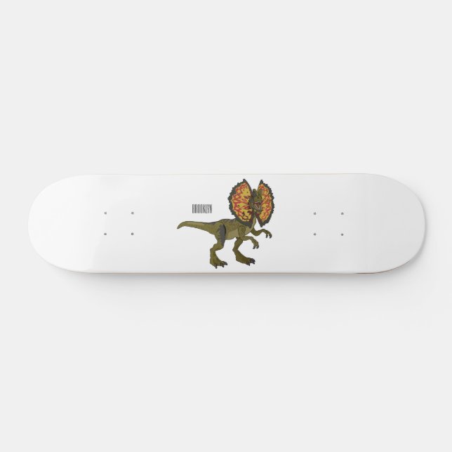 Dilofosaurus tecknad illustration mini skateboard bräda 18,5 cm (Horz)