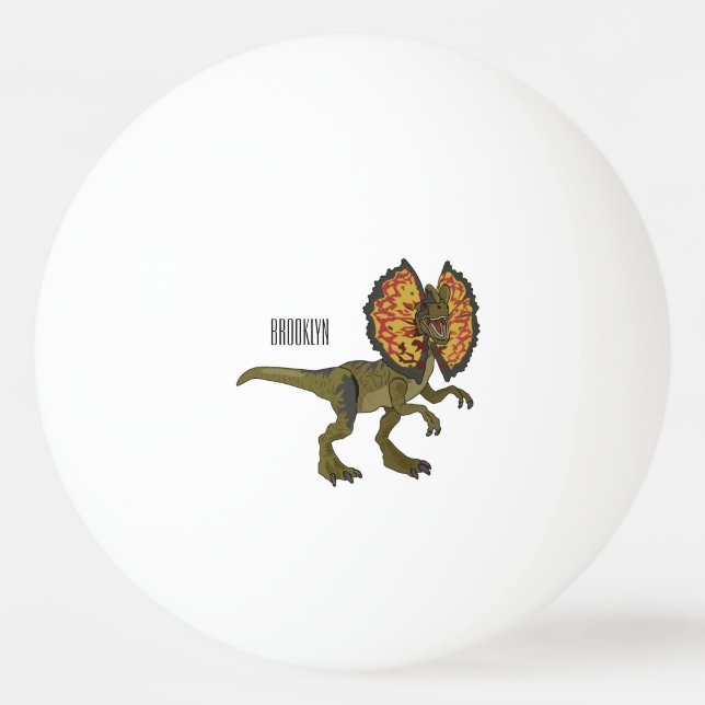 Dilofosaurus tecknad illustration pingisboll (Framsidan)
