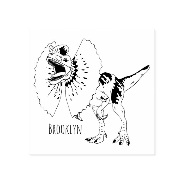 Dilofosaurus tecknad illustration stämpel (Tryck)