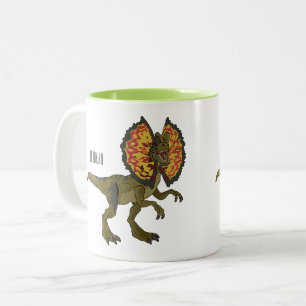 Dilofosaurus tecknad illustration Två-Tonad mugg