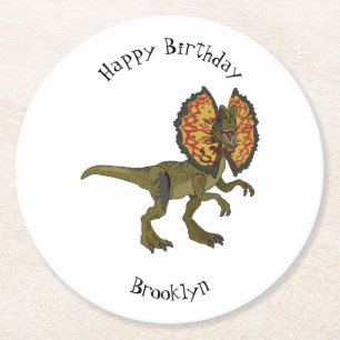 Dilofosaurus tecknad illustration underlägg papper rund