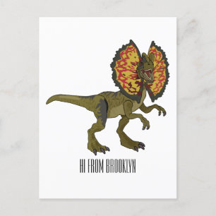 Dilofosaurus tecknad illustration vykort