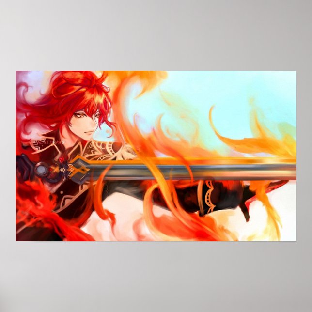 Diluc från Genshin Impact Poster (Framsidan)