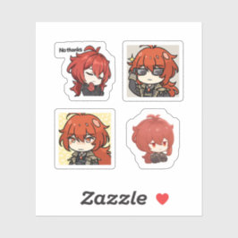 Diluc Genshin Impact 4-pack Stickerark Klistermärken