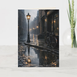 Dim gata med vintagecykel Blank konstkort Kort