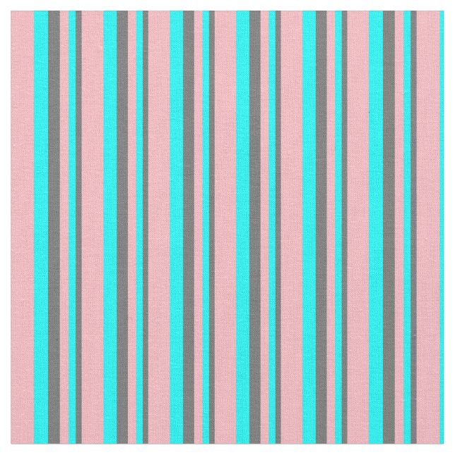 Dim Grått, cyan och Ljusa rosa Rand Mönster Tyg (Närbild)