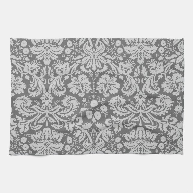 Dim Grått Damask Kökshandduk (Horisontell)