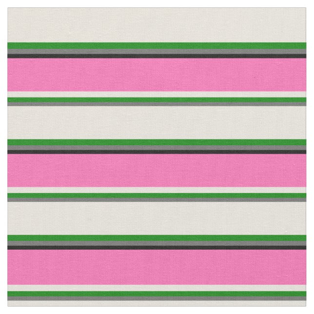 Dim Grått, Grönt, Beige, Shock rosa och Black Linj Tyg (Närbild)