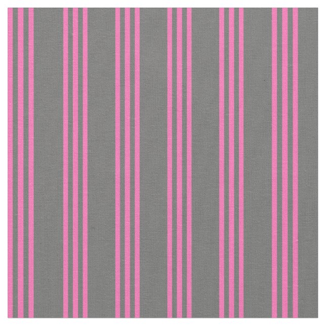 Dim Grått och Shock rosa Lined Mönster Tyg (Närbild)