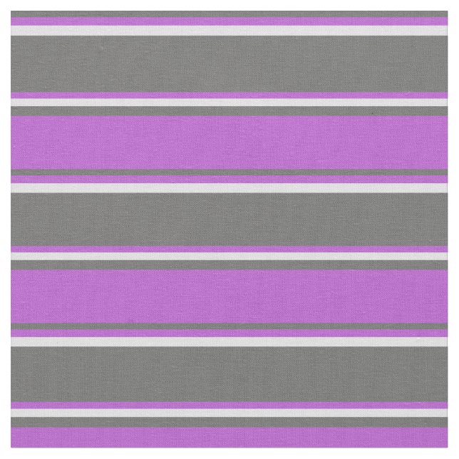 Dim Grått, Orchid & Lavender Färgad Rand Tyg (Närbild)