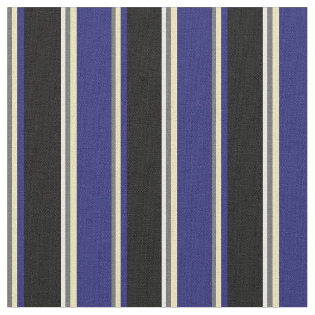 Dim Grått, Tan, Midnight Blue, Black and White Tyg (Närbild)