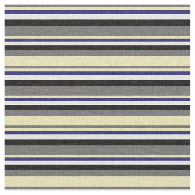 Dim Grått, Tan, Midnight Blue, White and Black Tyg (Närbild)