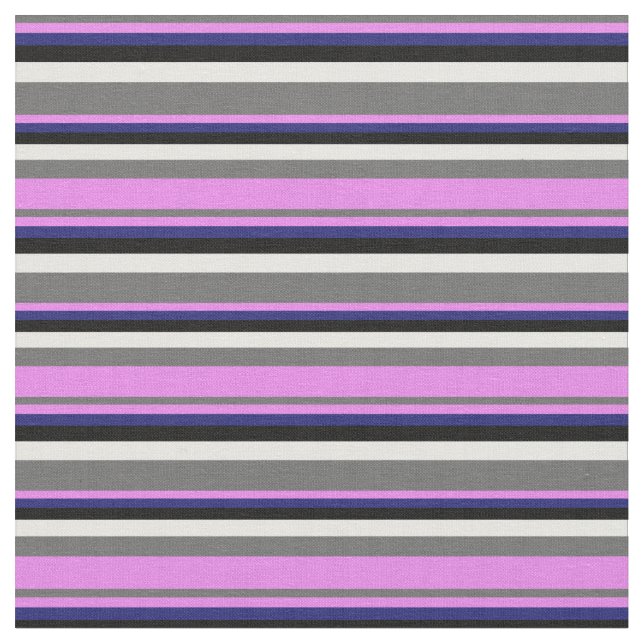 Dim Grått, Violet, Midnight Blue, Black and White Tyg (Närbild)