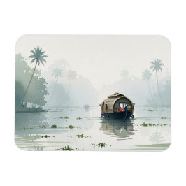 Dim morgon i Kerala Indien Magnet