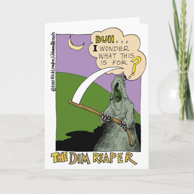 Dim Reaper Funny Halloween Tecknad Gifts & Tee Kort (Framsida)