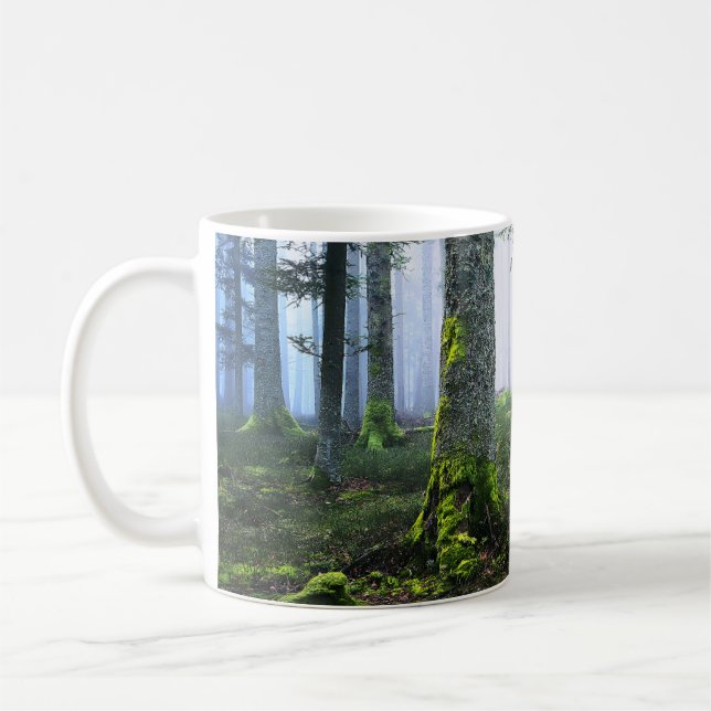 Dim skogsfoto vid gryning  kaffemugg (Vänster)
