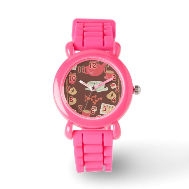 Dim Sum Cute Kawaii China Food Roligt Mönster Armbandsur (Framsida)