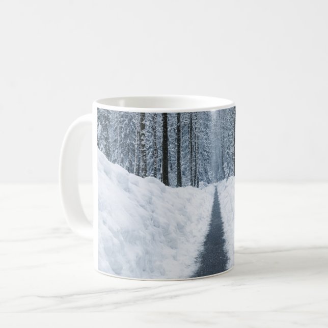 Dim vinter skog stig Vinterlandskap Kaffemugg (Framsida vänster)