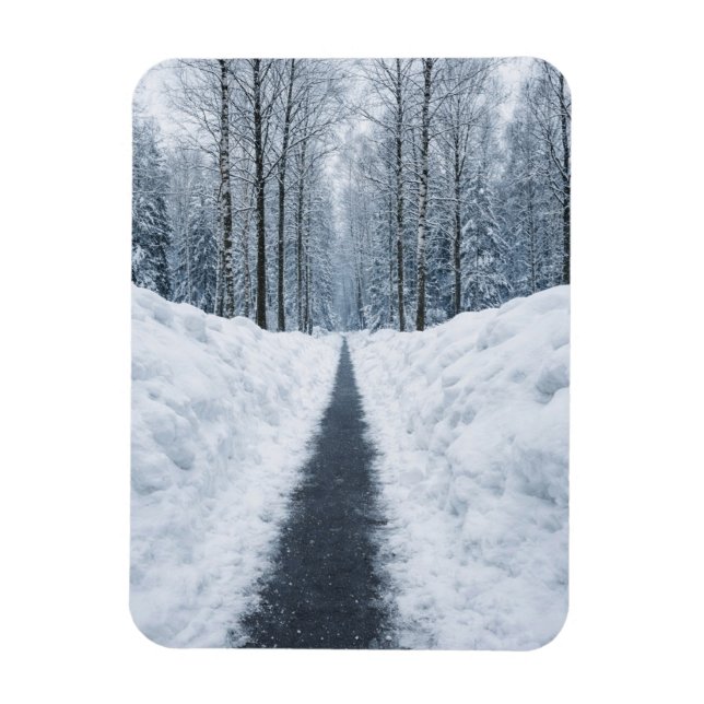 Dim vinter skog stig Vinterlandskap Magnet (Vertikal)