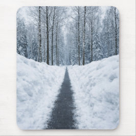Dim vinter skog stig Vinterlandskap Musmatta