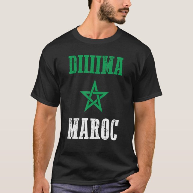 Dima Maroc Moroccan-Pridet Marocko-Flagga T Shirt (Framsida)