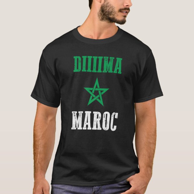 Dima Maroc Moroccan-Pridet Marocko-Flagga T Shirt (Framsida)