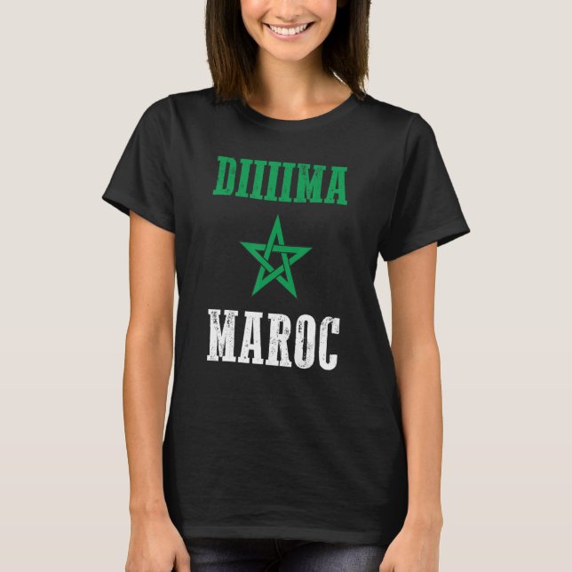 Dima Maroc Moroccan-Pridet Marocko-Flagga T Shirt (Framsida)