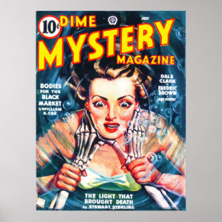 DIME MYSTERY Coola Vintage Pulp Magazine Cover Art Poster