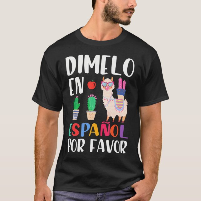 Dimelo En Espanol Bilingual Llama Spanska lärare T Shirt (Framsida)