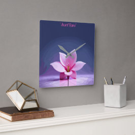 Dimensional Gladioli: Rosa och Lila mästerverk Fyrkantig Klocka